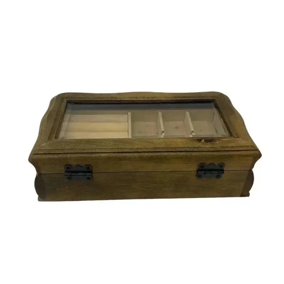 Wooden Earring Jewelry Storage Box Large Organizer Removable Divider Tray - Picture 5 of 11